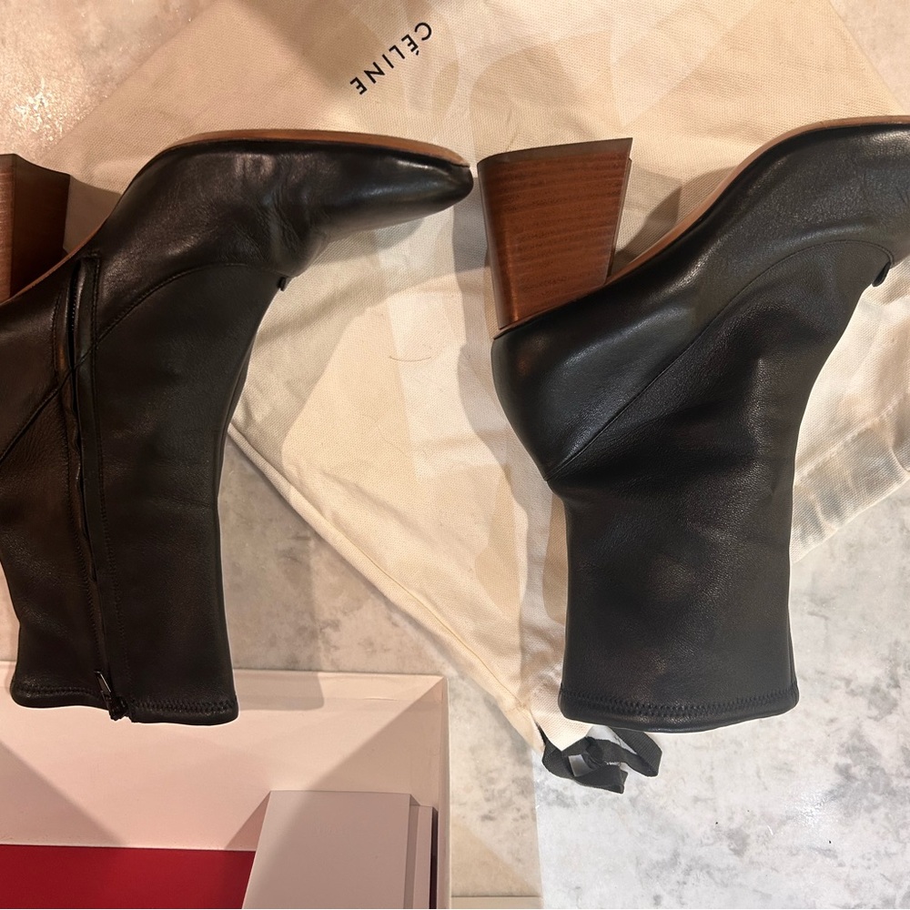 Celine Black and Brown Leather Heeled Boots - Picture 5 of 10